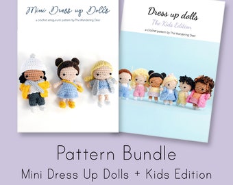 Mini dress up dolls & Kids amigurumi patterns Bundle. Pdf crochet pattern.