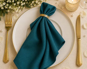 100Pcs Teal Blue Cotton Napkins Soft Stonewashed Cloth Napkin Cotton cloth Napkin 100% Cotton Napkin Party Napkins Wedding For Napkins,