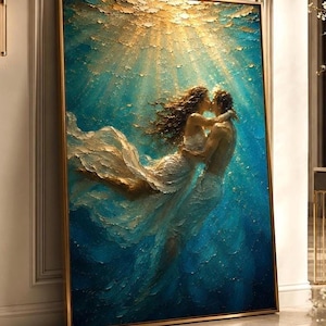 Underwater Couple Wall Art | Dreamy Ocean Print | Modern Figurative Decor | Digital Download