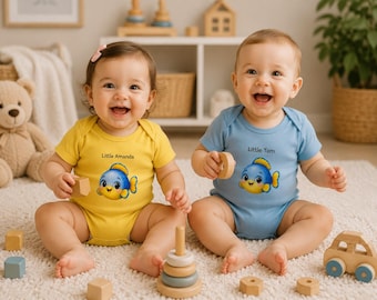 Gepersonaliseerd babyrompertje met visje | Schattig safari-diertje voor de babykamer