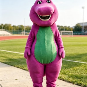 Handmade Barney Mascot Costume Adult Dinosaur Cosplay Suit Purple Dino Outfit for Comic Con Convention Stage Performance Live Show