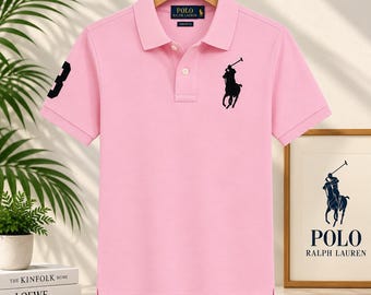 Vintage Ralph Lauren pikétröja för män, klassisk preppy kortärmad avslappnad vardagströja