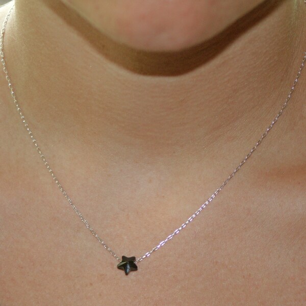 MIDNIGHT STAR - black swarovski crystal star on sterling silver chain