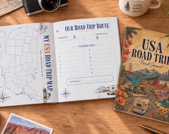 Carnet de voyage aux États-Unis, cahier d'activités pour adultes, suivi des États, jeux de bingo, livre de souvenirs de vacances en camping-car, road trip aux États-Unis, cadeau pour voyageur