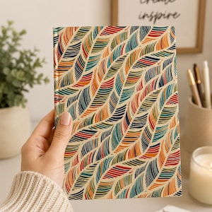 Bright Boho Notebook | Rainbow Feather Journal | Lined Diary | Gift for Writers, Students & Dreamers | Colorful Stationery