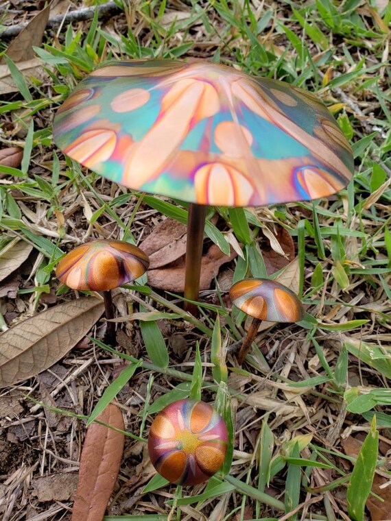 Miniature Copper Mushroom Trio Etsy