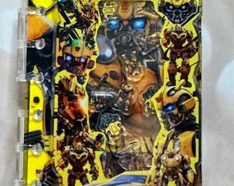 Cuaderno Bumblebee Transformer Shaker A7 Recargable / Mini carpeta inspirada en el anime Robot Car / Cuaderno sensorial antiestrés