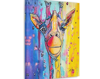 Giraffe Canvas Wall Art Canvas Print Giraffe Wall Hanging Pop Art Giraffe Canvas Print Home Decor House Warming Gift Animal jen callahan