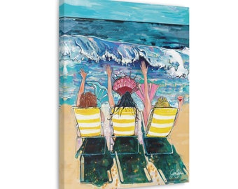 Mermaids on Vacation Canvas Print: Beach Art by Jen Callahan