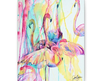 Pastel Flamingo Canvas Print: Fun, Colorful Wall Art by Jen Callahan