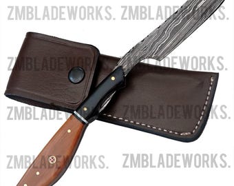 CUSTOM HANDMADE DAMASKUS Rasiermesser für Männer Rasur l Holz & Harz Griff mit Lederscheide