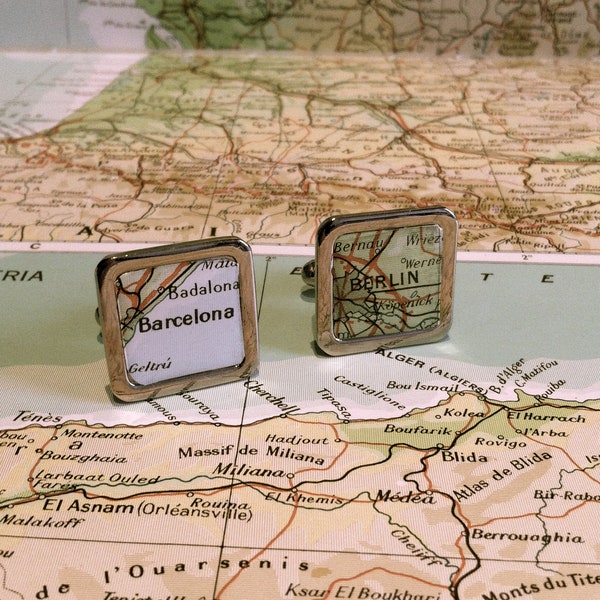 Personalised Square Vintage Map Cufflinks