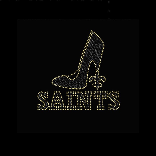 Saints High Heel Fleur De Lis football Rhinestone Design Instant Digital Download ( SVG,EPS,DSG )