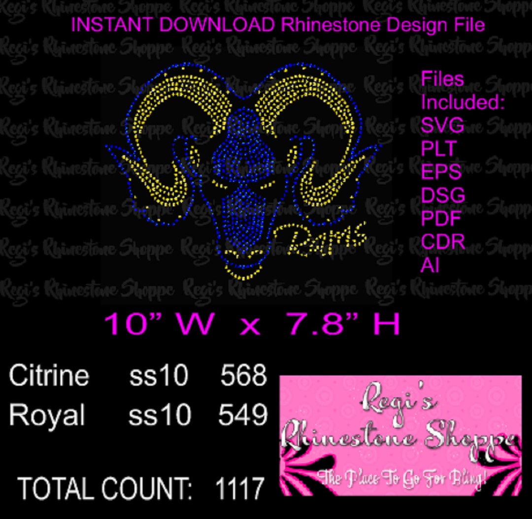 Rams Super Bowl Football Rhinestone Design Instant Digital Download ...