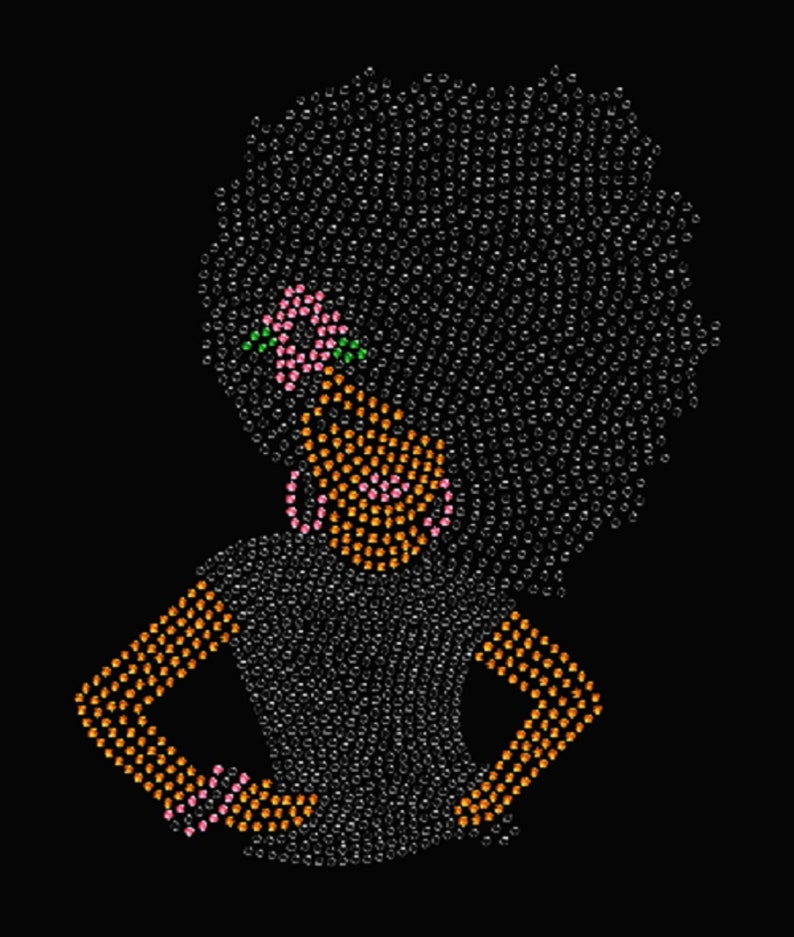 Afro Diva Girl Flower Rhinestone Instant Digital Download (SVG, EPS ...