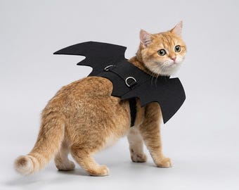 Schattig vleermuisvleugelkostuum voor huisdieren, Halloween-harnas voor katten en honden, zwarte vleermuis cosplay-outfit, feestkleding voor huisdieren