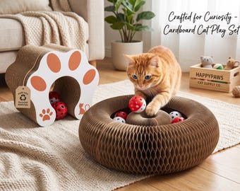 Cat Scratcher Cardboard Toy | Corrugated Scratch Board with Bell | Durable Cat Claw Sharpener