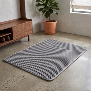 Large Cat Litter Catching Mat | Waterproof 2-Layer Design | Soft Paw Friendly Floor Protector for Cats Grey