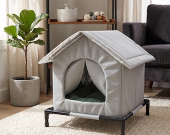 Nido tipo cueva plegable e impermeable para mascotas con colchoneta, cama refugio para gatos de exterior
