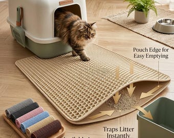 Cat Litter Mat Double Layer Litter Trap, Non Slip Pet Mat, Waterproof Kitty Litter Mat Wear Resistant Cat Litter Box Rug, Easy Clean Pet