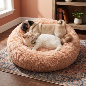 Round Dog Bed, Plush Dog Bed, Calming Dog Bed, Fluffy Dog Bed, Cozy Pet Bed, Warm Pet Bed, Soft Pet Bed, Dog Sleeping Bed Donut Dog Bed, Round Pet Bed, Plush Pet Bed, Pet Nest, Dog Cushion, Pet Mattress, Indoor Pet Bed, Cozy Pet Nest