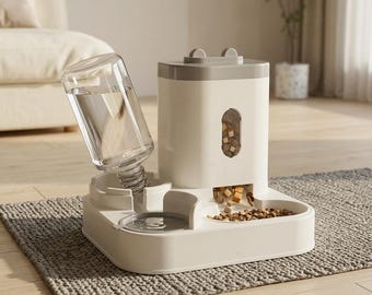 Automatische voerautomaat met waterdispenser, voerstation voor honden en katten, grote voeropslag, voerbak voor puppy's en kittens, voersysteem voor huisdieren
