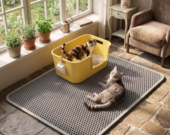 Grote kattenbakmat | Waterdicht 2-laags ontwerp | Zachte pootvriendelijke vloerbeschermer voor katten