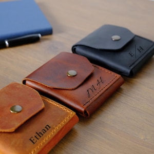 Leather Cash Wallet, Slim Card & Cash Holder, Handmade Minimalist Wallet, Front Pocket, Flap Wallet, Personalized Wallet, Everyday Wallet image 3