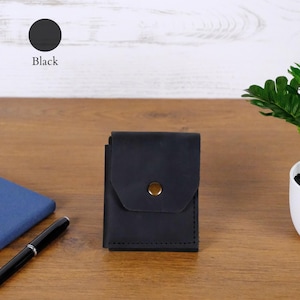 Leather Cash Wallet, Slim Card & Cash Holder, Handmade Minimalist Wallet, Front Pocket, Flap Wallet, Personalized Wallet, Everyday Wallet Black
