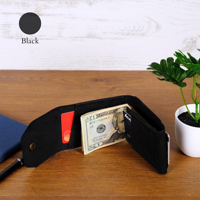Leather Cash Wallet, Slim Card & Cash Holder, Handmade Minimalist Wallet, Front Pocket, Flap Wallet, Personalized Wallet, Everyday Wallet image 13