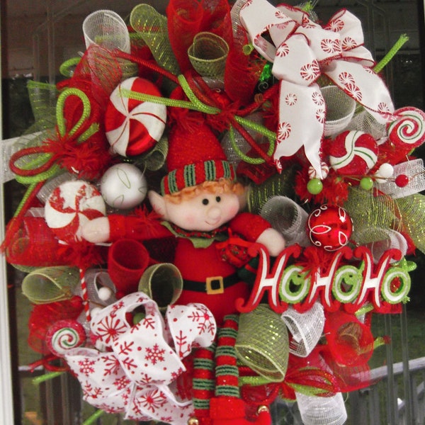 Deco Mesh Elf Wreath