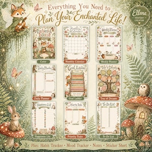 Pu&ograve; includere: Un set di agende digitali intitolato Everything You Need to Plan Your Enchanted Life, composto da nove pagine: copertina, calendario mensile, agenda settimanale, giornaliera, scala degli obiettivi, albero dei sogni, lista della felicit&agrave;, priorit&agrave; e lista delle cose da fare.