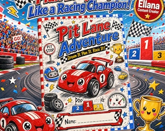 Kids Race Car Planner, Pit Lane Adventure, Boys Daily Organiser, Printable Habit Tracker, Undated School Planner, ADHD Visual Schedule