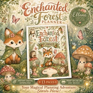 Printable Cottagecore Planner, Undated Enchanted Forest A4 and A5 PDF for Daily and Weekly Planning