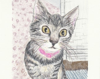 ビーグル オリジナル色鉛筆画 - 犬のアート - ポートレートサイズ