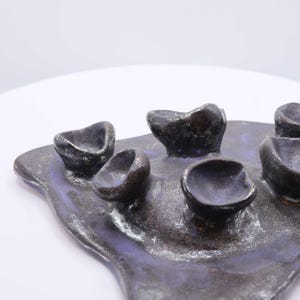 One of a Kind Abstract Ceramic Sculpture, Dark Metallic Purple Barnacle Art Object
