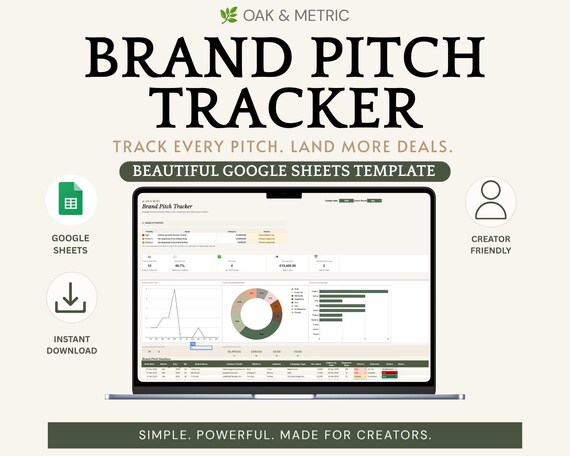 Brand Pitch Tracker Spreadsheet for Excel & Google Sheets, Brand Deal And Sponsorship Tracker for Content Creators, Influencer CRM Template