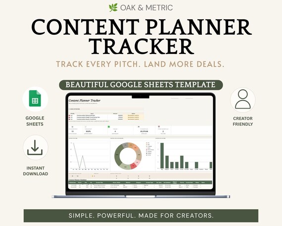 Content Planner Spreadsheet for Excel & Google Sheets, Social Media Content Calendar And Editorial Planner for Content Creators, Bloggers