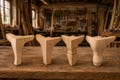 Set of 4 Solid Beech Furniture Legs, Mid Century Style Replacement Cabinet Sofa Legs