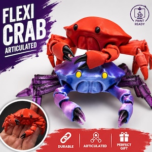 File STL per la stampa 3D di un granchio articolato: Creatura marina flessibile (Download digitale)