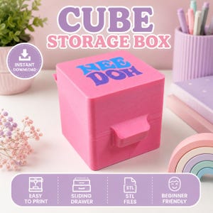 NeeDoh Squish Cube Storage Box STL | Magnetic Fidget Toy Holder (Digital Download)