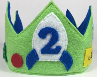 Buzz Lightyear Felt Birthday Crown - Toy Story Birthday - Smash Cake