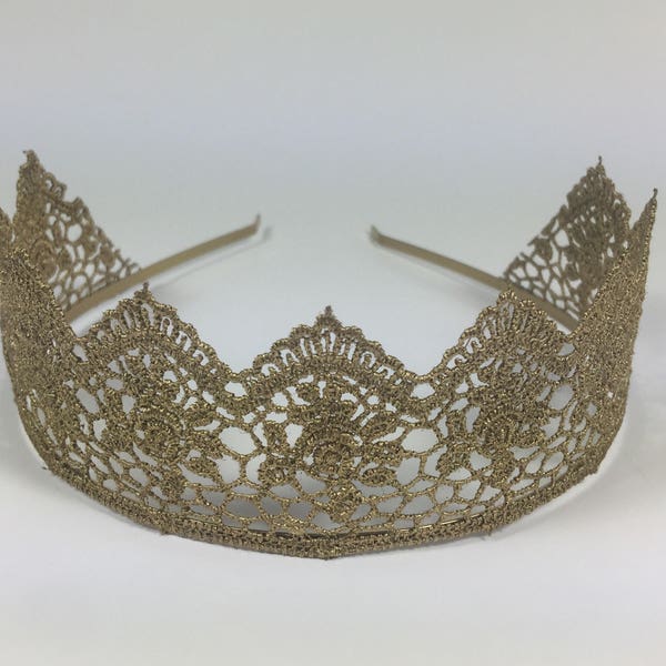 Elegant Antique Gold Lace Crown, Gold Lace Tiara, Smash Cake Crown, First Birthday Crown, Children’s Crown, Princess Crown, Gold Crown