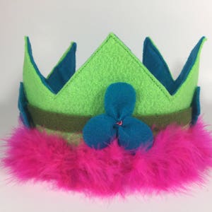 Trolls Themed Felt Crown - Trolls Birthday - Princess Poppy Birthday - Smash Cake - Trolls Party Hat - Trolls Crown - Poppy Crown