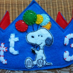 Personalized Colorful Snoopy Crown Snoopy Crown - Personalized Felt Birthday Crown - Snoopy Themed Crown - Peanuts - Snoopy Birthday Party