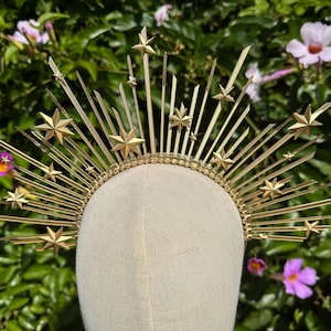 Halo Crown, Gold Star Halo, Sunburst Crown, Bridal Crown, Met Gala Crown, Gold Halo, Halo Headpiece, Gold Halo Crown, Sun Goddess Crown