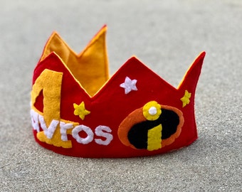 Incredibles Themed Felt Birthday Crown - Incredibles Birthday Crown - Smash Cake Crown