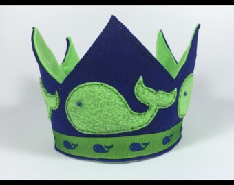 Whale Themed Felt Birthday Crown - Nautical Birthday - Smash Cake - Boys Crown