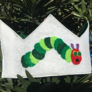 Hungry Caterpillar Felt Birthday Crown- First Birthday- Hungry Caterpillar Crown - Caterpillar Birthday - Personalized Felt Crown