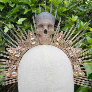 Halo Crown, Sunburst Crown, Embellished Halo, Skull Crown, Skull Halo, Day of the Dead crown, Day of the Dead Headpiece, Halo Headpiece
